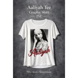 Aaliyah Graphic T Shirt 2XL White Band Tee Short Sleeve Official Print